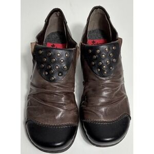Reiker Ankle Booties Heels Brown Leather Studded Comfort Anti Stress Shoes 36